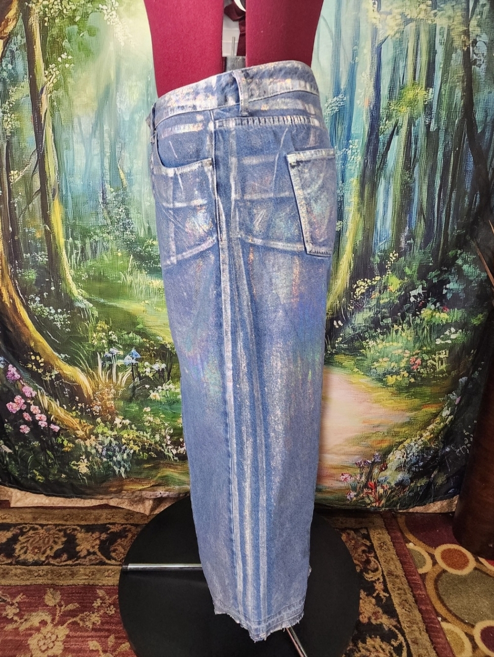 FOREVER 21 Metallic Jean Denim Skirt Size 1X - Picture 5 of 9